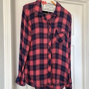 Rails Pink and Navy Plaid Button-Down Shirt